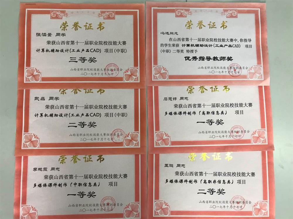 2017年计算机系省技能大赛获奖情况